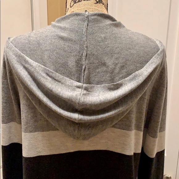 Charcoal and Gray Hooded Cardigan - Picture 4 of 7